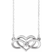 14K White 1/10 CTW Diamond Infinity-Inspired Heart 16-18" Necklace-