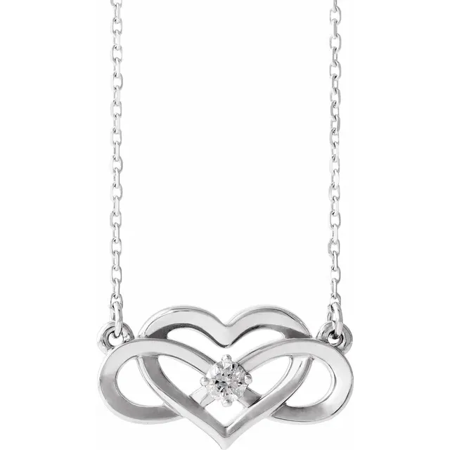 14K White 1/1 CTW Diamond Infinity-Inspired Heart 16-18" Necklace