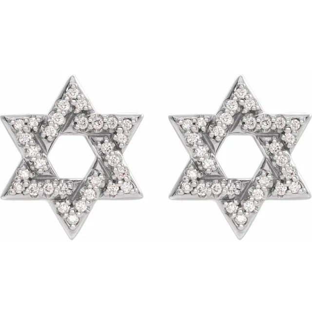 14K White 1/8 CTW Diamond Star of David Earrings-