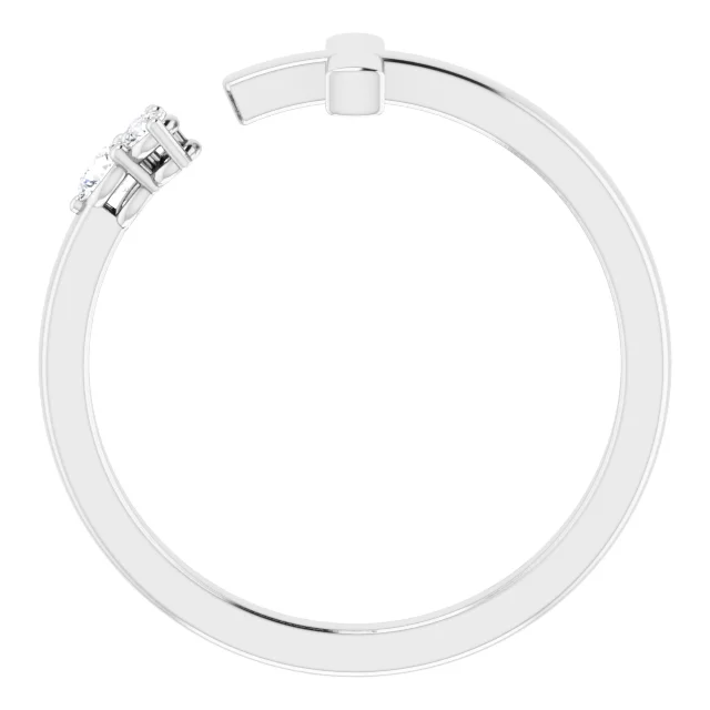 14K White 1/10 CTW Diamond Negative Space Cross Ring-7.00 (approximate standard size)-