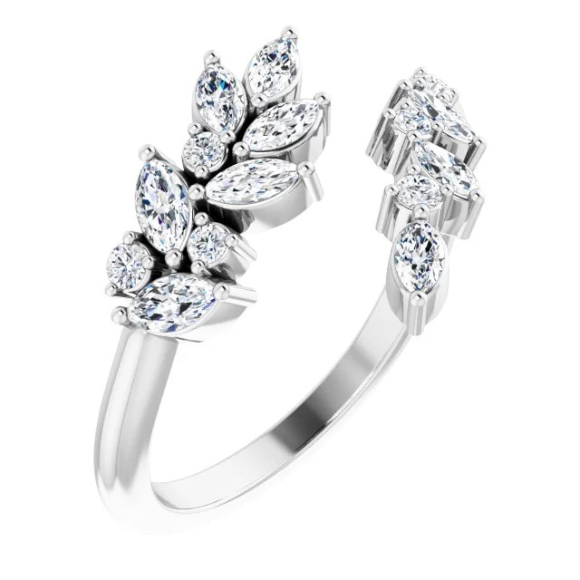 14K White 1/2 CTW Diamond Bypass Ring-7.00 (approximate standard size)-