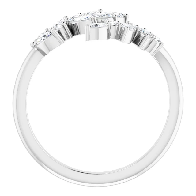 14K White 1/2 CTW Diamond Bypass Ring-7.00 (approximate standard size)-