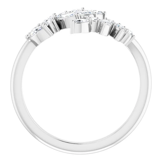 14K White 1/2 CTW Diamond Bypass Ring