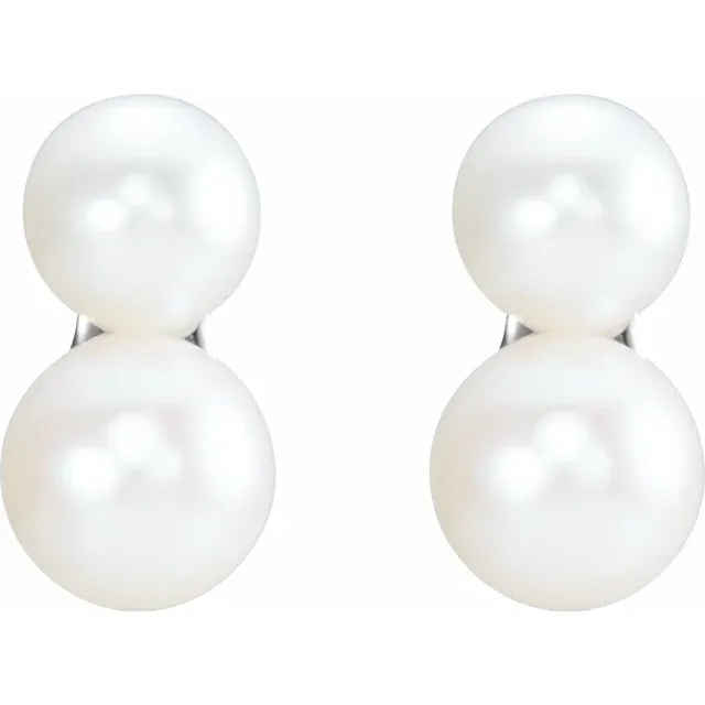 14K White Freshwater Cultured Pearl Ear Climbers-