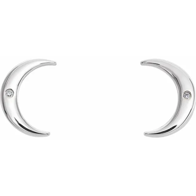 14K White .5 CTW Diamond Crescent Earrings