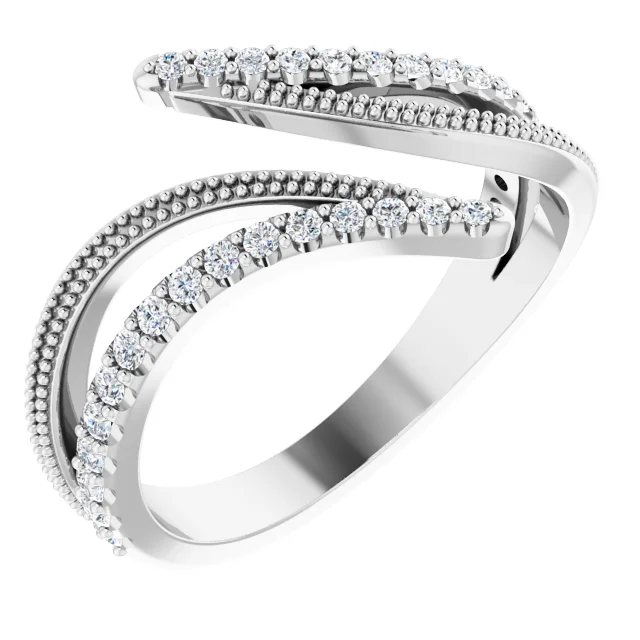 14K White 1/4 CTW Diamond Bypass Ring-