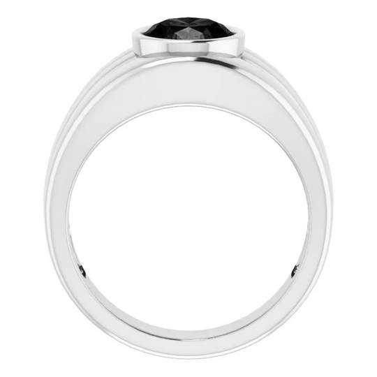 14K White Onyx Men's Ring