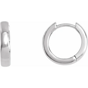 14K White 14 mm Hinged Hoop Earrings