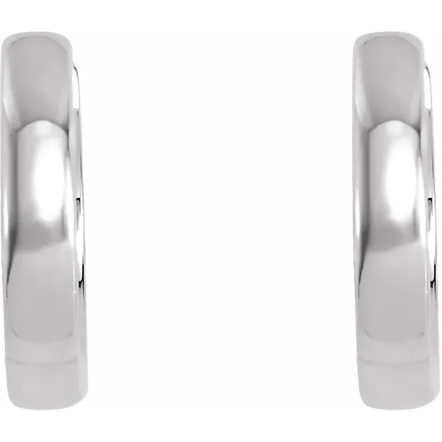 14K White 14 mm Hinged Hoop Earrings-