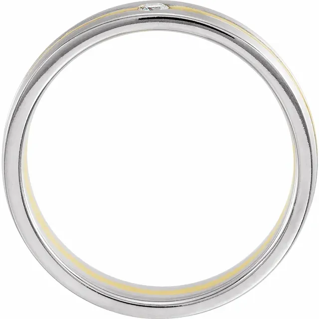 14K White & Yellow .07 CTW Diamond 6 mm Grooved Band Size 7-