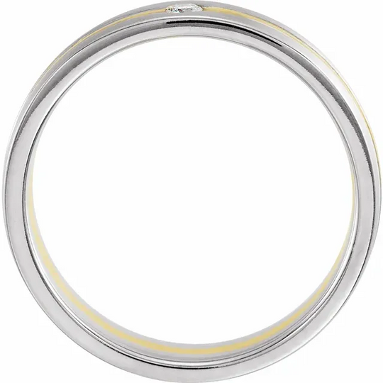 14K White & Yellow .07 CTW Diamond 6 mm Grooved Band Size 7-