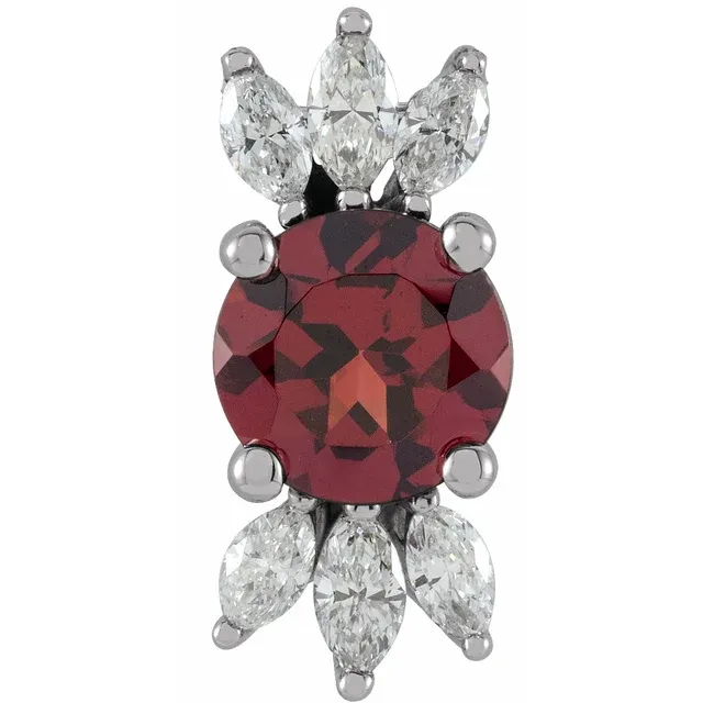 14K White Mozambique Garnet & 1/4 CTW Diamond Pendant-