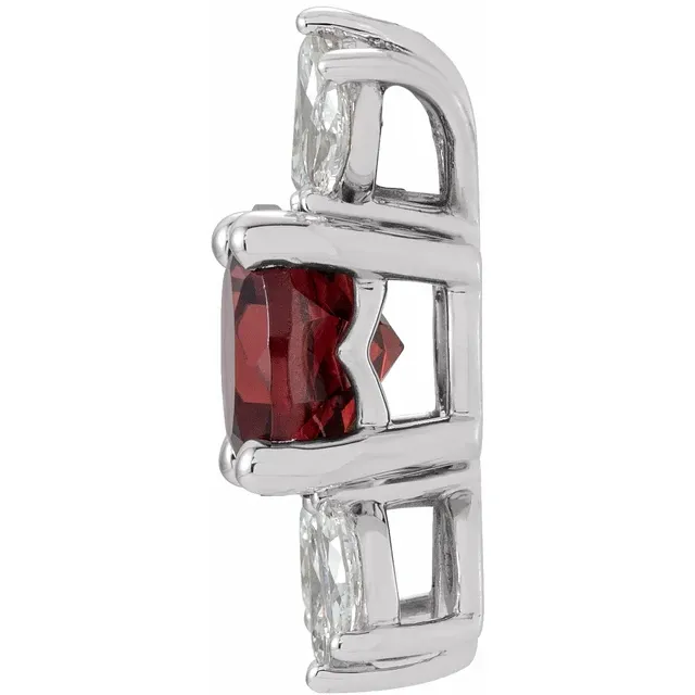 14K White Mozambique Garnet & 1/4 CTW Diamond Pendant-