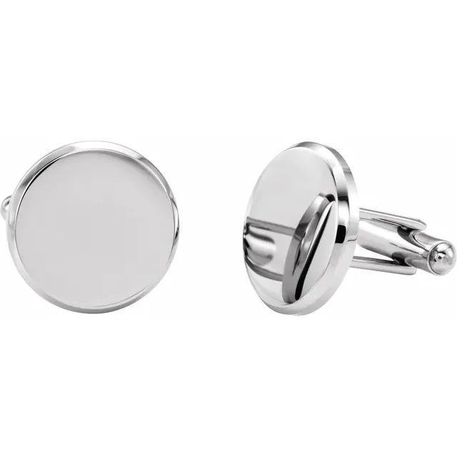Stainless Steel 18.5 mm Engravable Round Cuff Links-