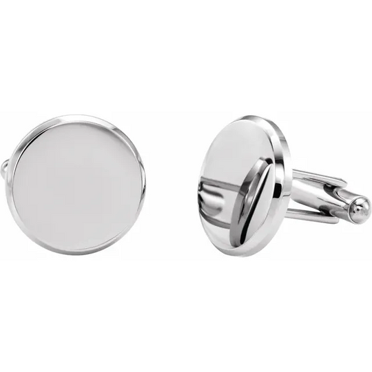 Stainless Steel 18.5 mm Engravable Round Cuff Links