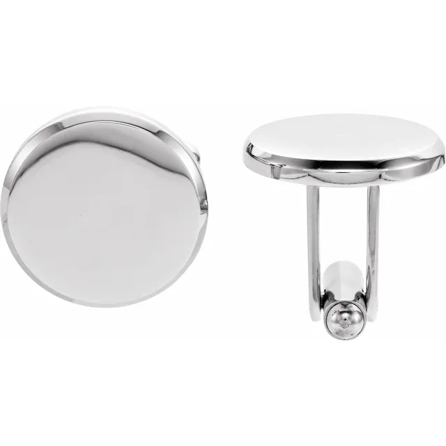 Stainless Steel 18.5 mm Engravable Round Cuff Links-