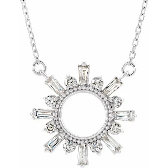 14K White 3/8 CTW Diamond Circle 16" Necklace