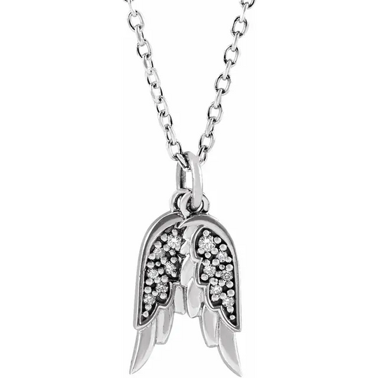Platinum .3 CTW Diamond Angel Wings 16-18" Necklace