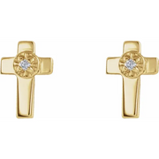 14K Yellow 7x5 mm .1 CTW Diamond Cross Earrings