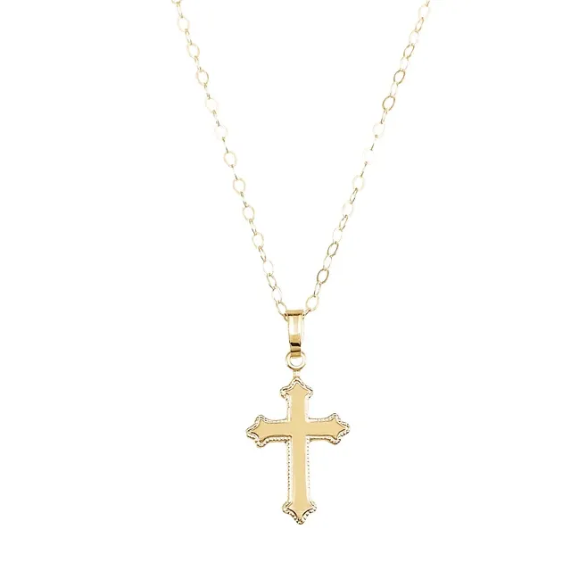 14K Yellow Cross 15" Necklace