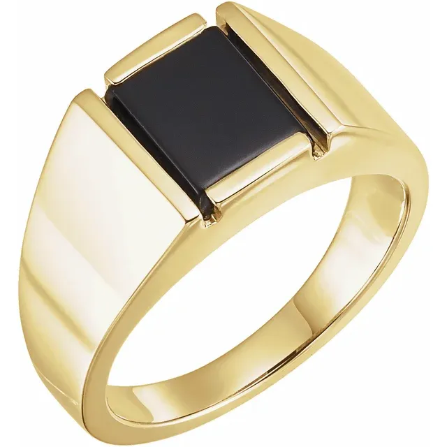 14K Yellow Onyx Bezel-Set Ring-