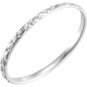 14K White Etched Ring
