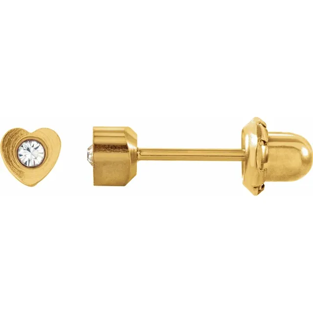 24K Gold-Washed Stainless Steel Imitation Crystal Piercing Earrings-