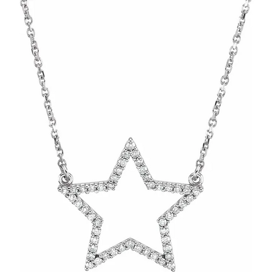 14K White 1/5 CTW Diamond Star 16" Necklace