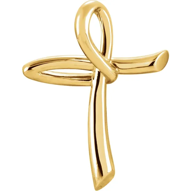 14K Yellow 26x19.25 mm Cross Pendant-