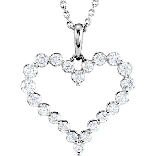 14K White 1 CTW Diamond Heart 18" Necklace