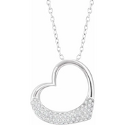 14K White 1/5 CTW Diamond Heart 16-18" Necklace