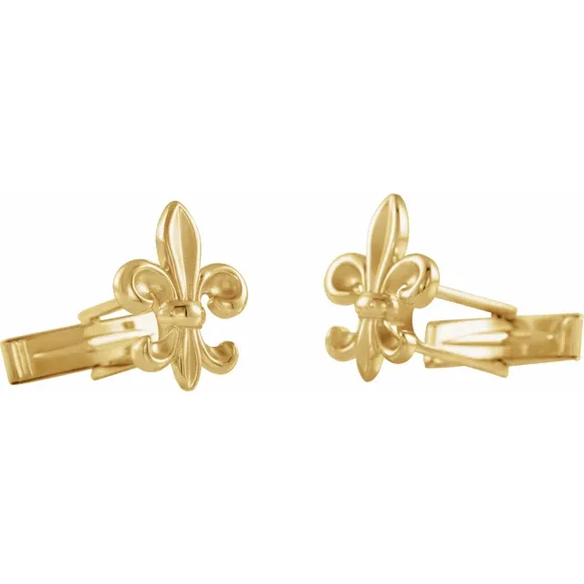 14K Yellow Fleur-de-Lis Cuff Links-
