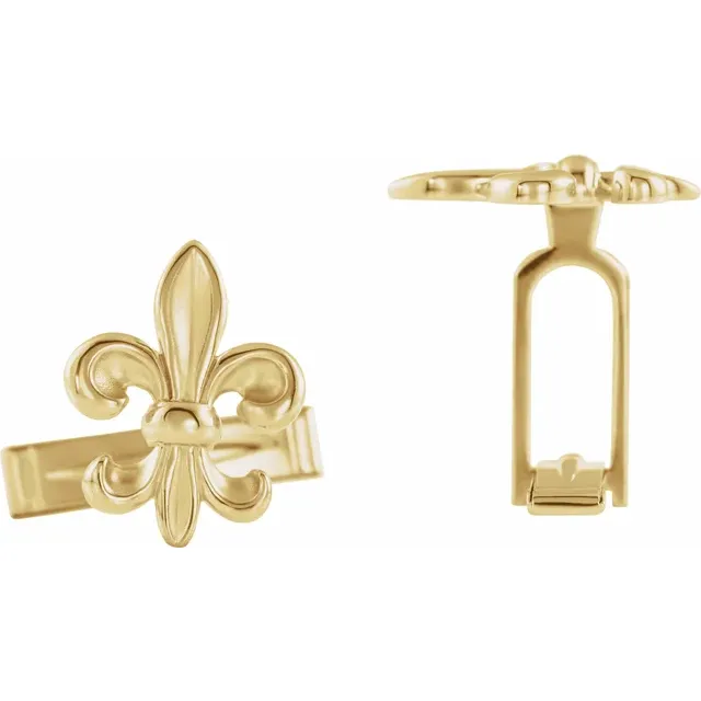14K Yellow Fleur-de-Lis Cuff Links-