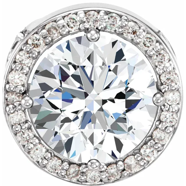 14K White 5 mm Round Forever One™ Moissanite & .06 CTW Diamond 16-18" Necklace-
