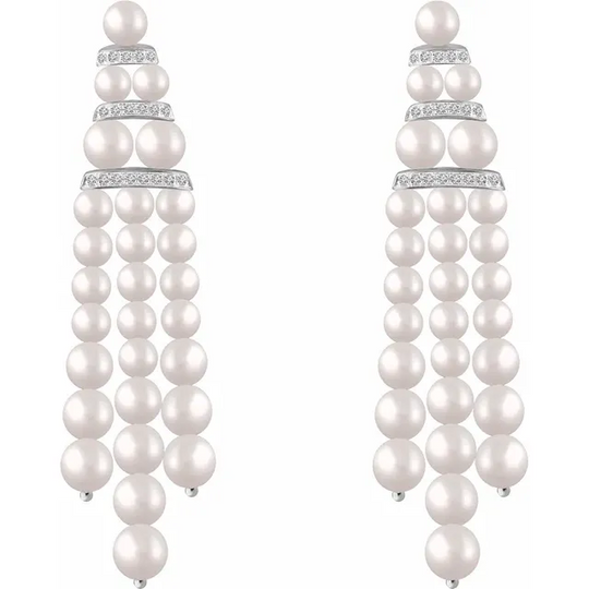 14K White Freshwater Cultured Pearl & 1/4 CTW Diamond Earrings