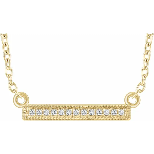 14K Yellow .05 CTW Diamond Bar 16-18" Necklace-