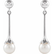 14K White Freshwater Pearl Dangle Earrings with Backs
