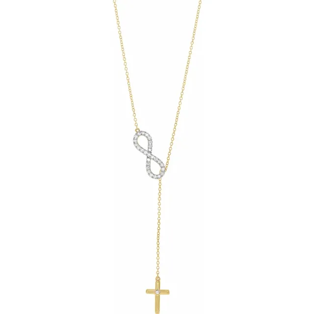 14K Yellow 1/5 CTW Diamond Infinity-Inspired 16-18" Necklace-