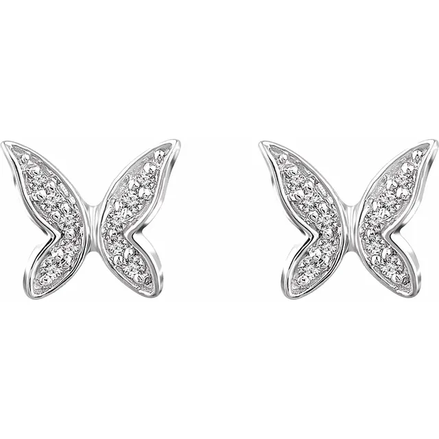 14K White .7 CTW Diamond Butterfly Earrings