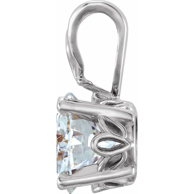 14K White 6.5 mm Round Forever One Moissanite Pendant-