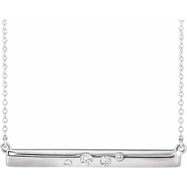 14K White 1/1 CTW Diamond Bar 16-18" Necklace