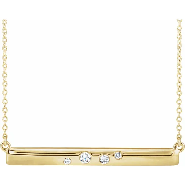 14K White 1/1 CTW Diamond Bar 16-18" Necklace
