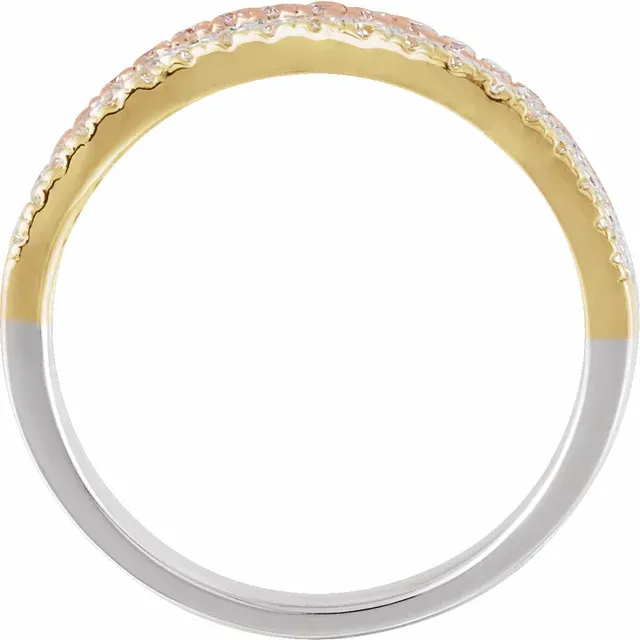 14K Tri-Color 1/2 CTW Diamond Stacked Ring-