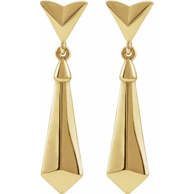 14K Yellow Geometric Dangle Earrings-