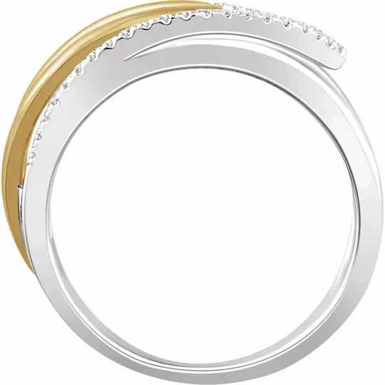 14K White & Yellow 1/6 CTW Diamond Negative Space Ring