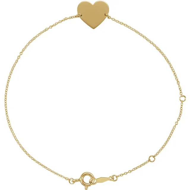 14K Yellow Heart 7-8" Bracelet-