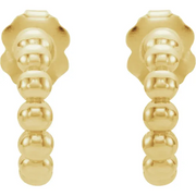14K Yellow 12 mm Beaded Hoop Earrings