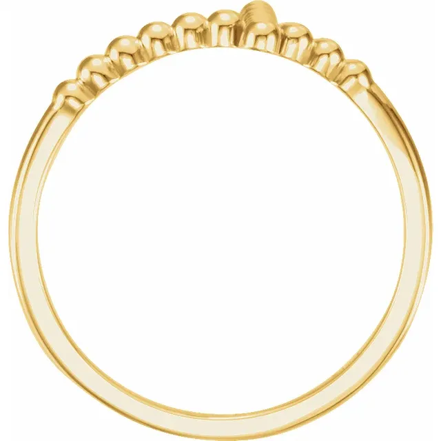 14K Yellow Beaded Sideways Cross Ring-
