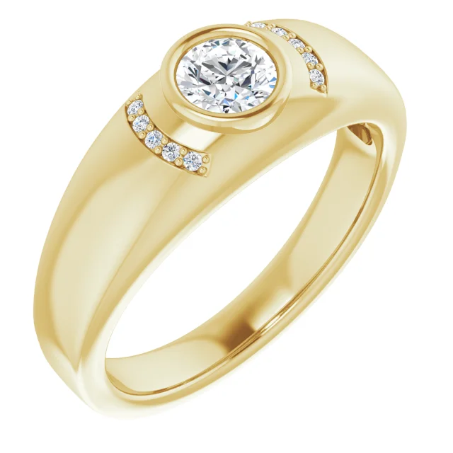 14K Yellow 1/2 CTW Diamond Men's Bezel Ring-11-