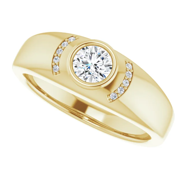 14K Yellow 1/2 CTW Diamond Men's Bezel Ring